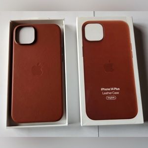 NEW Apple - iPhone 14 Plus Leather Case with MagSafe - Umber